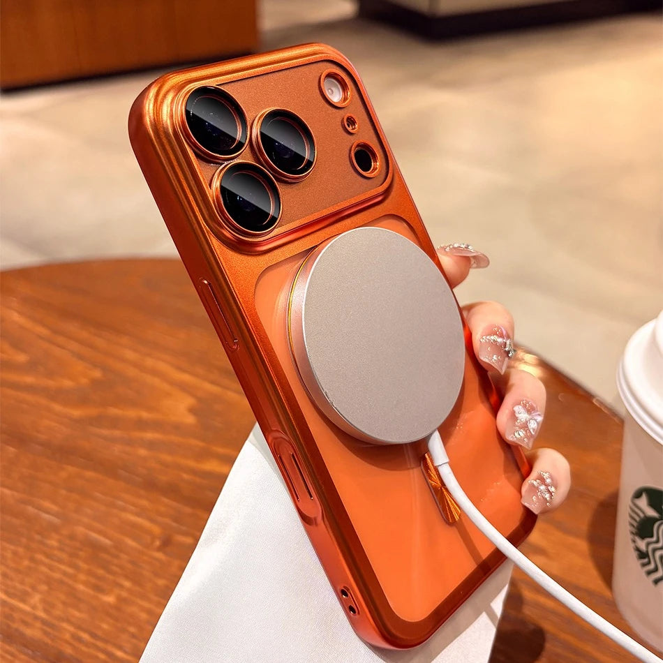 foriphone17proma Lens Protector Frosted for Magsafe Case for iPhone 17 Pro Max Soft Plating Magnetic Camera Control Button Cover