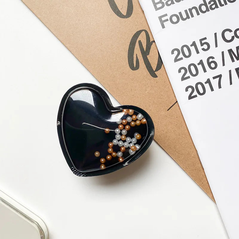 Hearts Pearls Liquid Quicksand Phone Grip For iPhone Samsung Huawei Xiaomi Universal Phones Finger Bracket Holder
