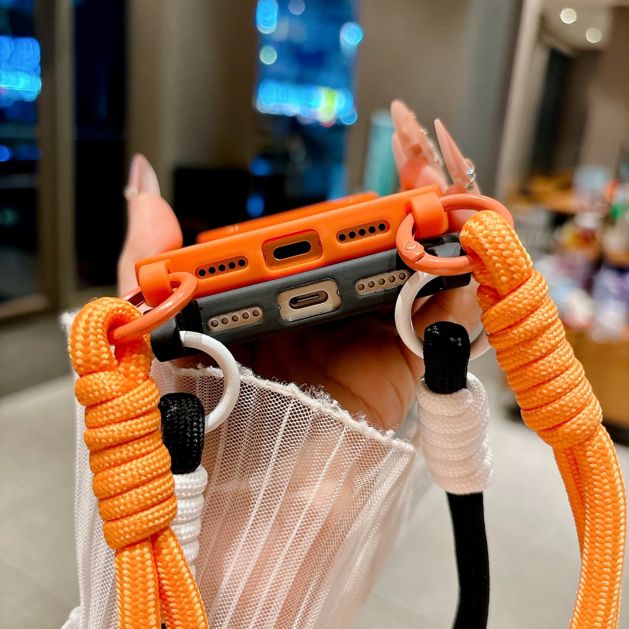 Candy Color Silicone Lanyard Phone Case For iPhone 17e 16e 17 16 15 14 13 ProMax 12 11 17Pro Portable Short Rope Soft Cover