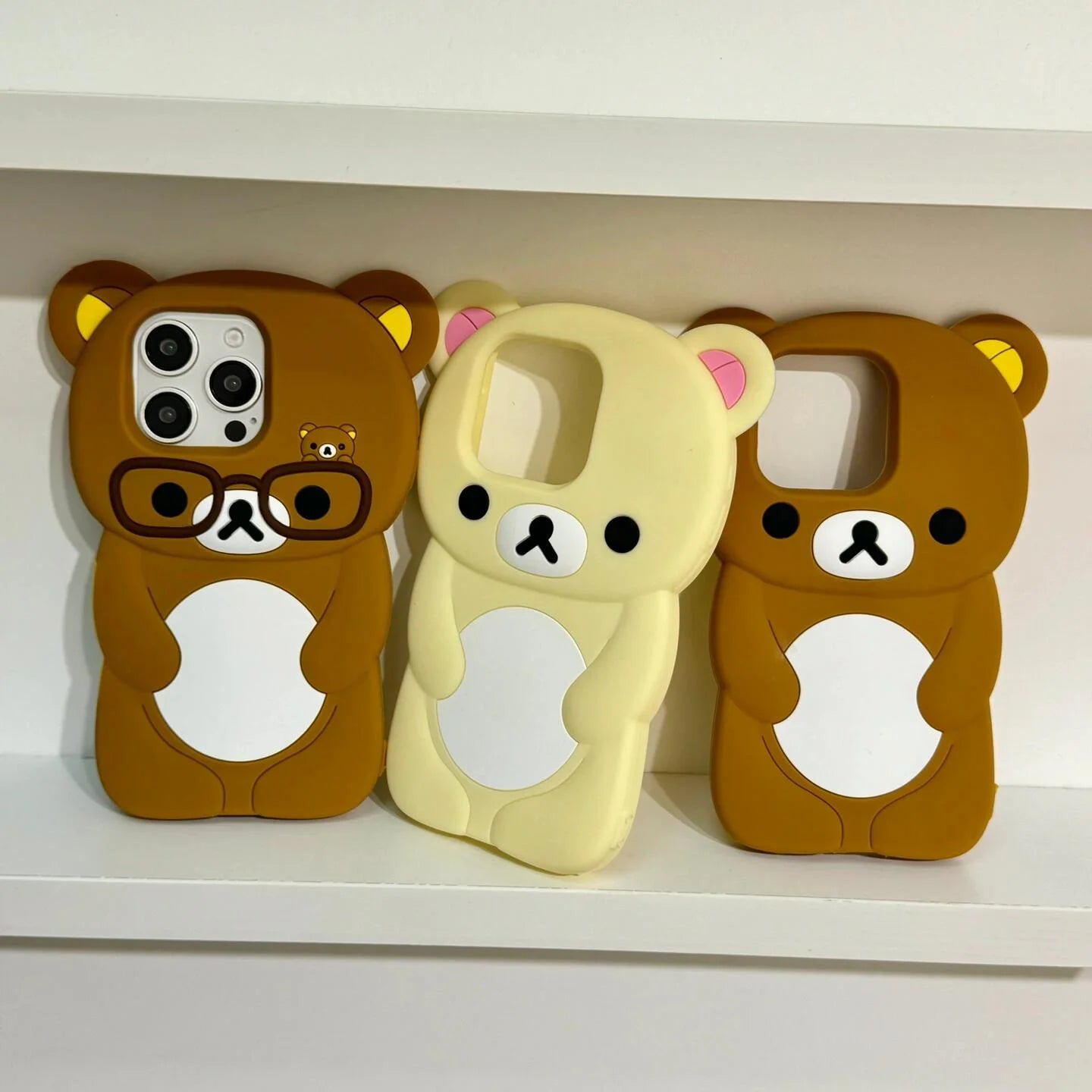 Ins Newest Bear Wear Glasses Phone Case For iPhone 17 16 15 14 13 12 Pro Max 6 7 8 Plus XS 3D Cartoon Silicone Cover