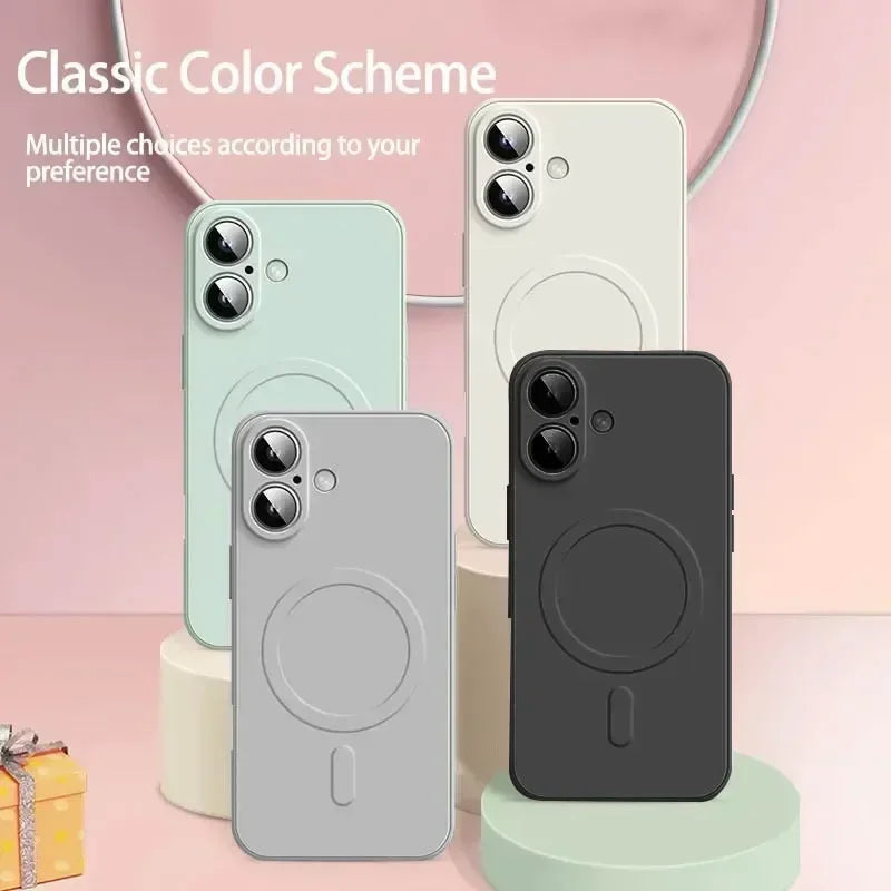Luxury For Magsafe Liquid Silicone Soft Phone Case For IPhone 12 13 14 15 16 17 Pro Max Strong Magnetic Wireless Charging Cover