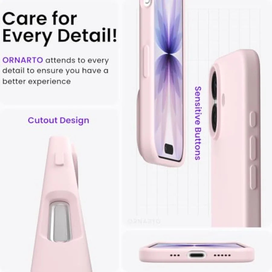 Compatible with iPhone 17 Case 6.3, Slim Liquid Silicone 3 Layers Full Covered Soft Gel Rubber Phone Case Protective Cover 6.3