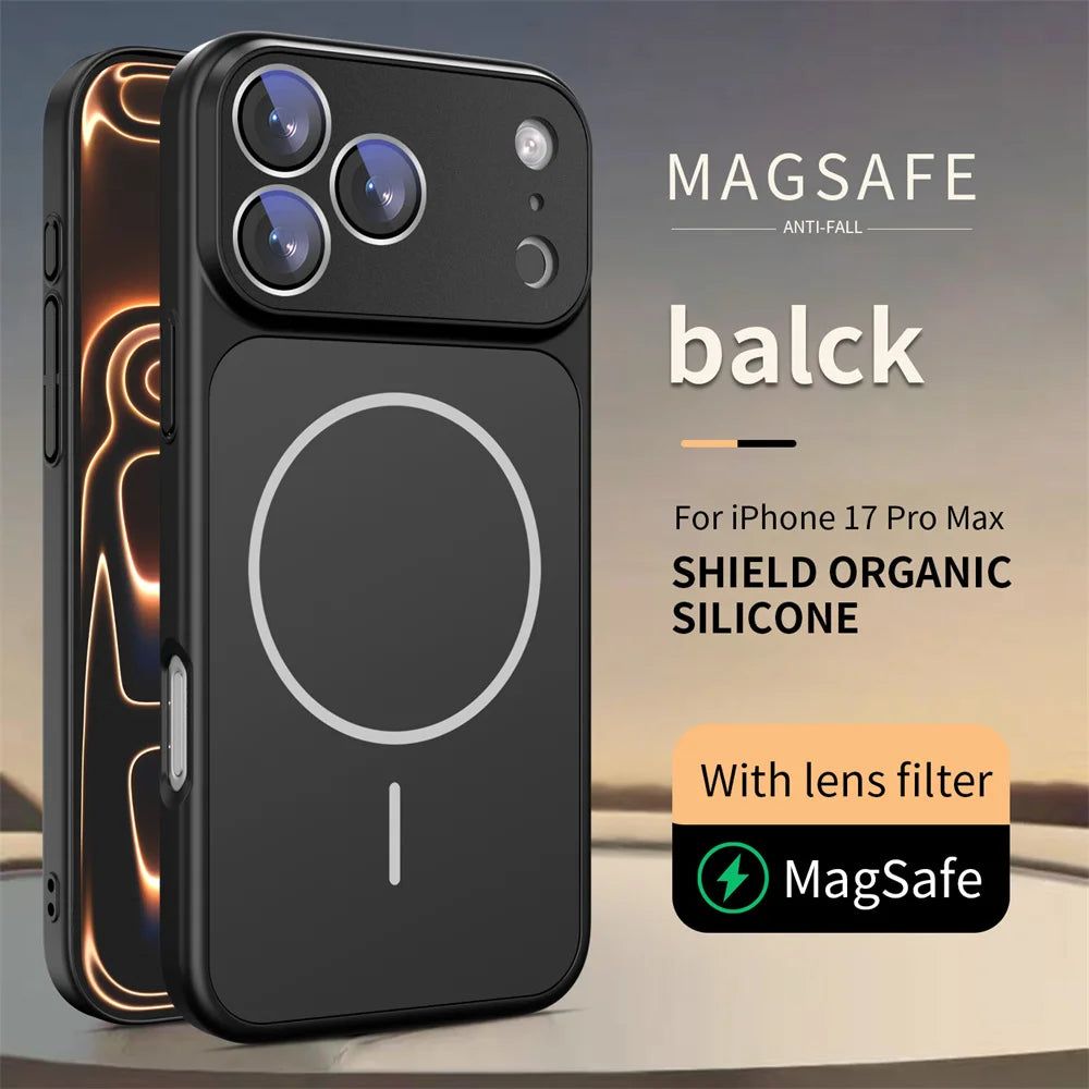 Luxury for Magsafe Magnetic Stand  Shockproof Phone Case for iPhone 17 Pro Max Air 16 Pro 15 14 13 Liquid Silicone Protect Cover