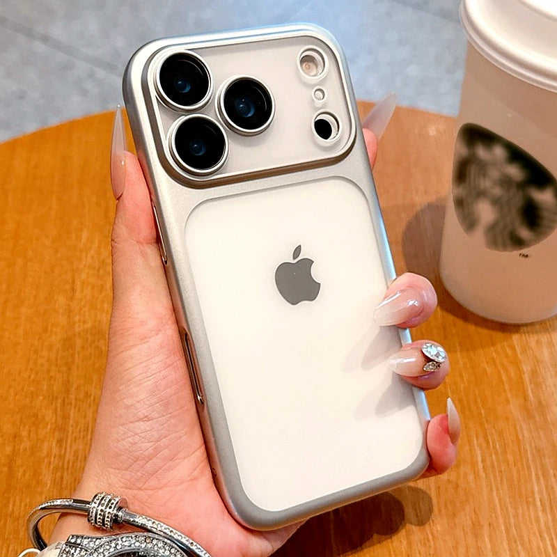 Luxury Soft Matte Phone Case For iPhone 11 12 13 14 15 16 17 Pro Max Plus Air Electroplating Silicone Bumper Back Cases Cover