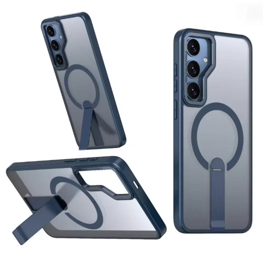 Luxury For Magsafe Wireless Magnetic Charging Stand Case For Samsung S26 S25 S24 S23 Ultra Plus S24 FE Edge Holder Clear Cover