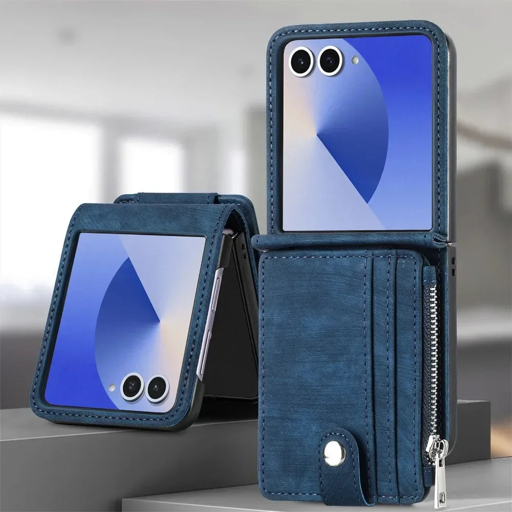 2 in 1 Detachable Leather Wallet Cover For Samsung Galaxy Z Flip 7 fe 6 5 4 3 Flip7 Flip6 Flip5 5G Phone Case with Card Holder