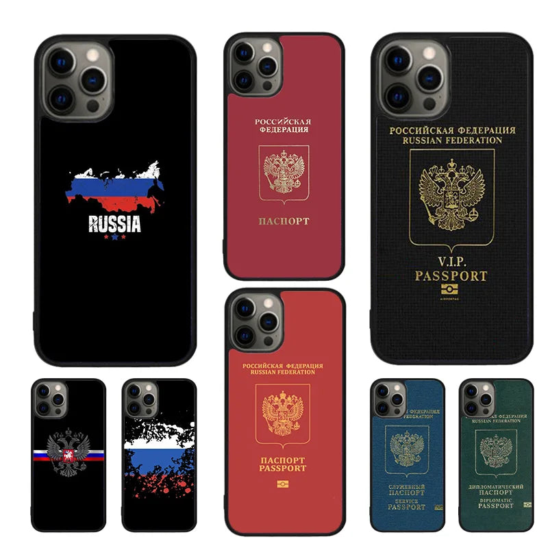 Russian Passport Flag Phone Case For iPhone 17 Air 16 15 14 11 12 13 Pro  MAX Plus coque Cover Shell