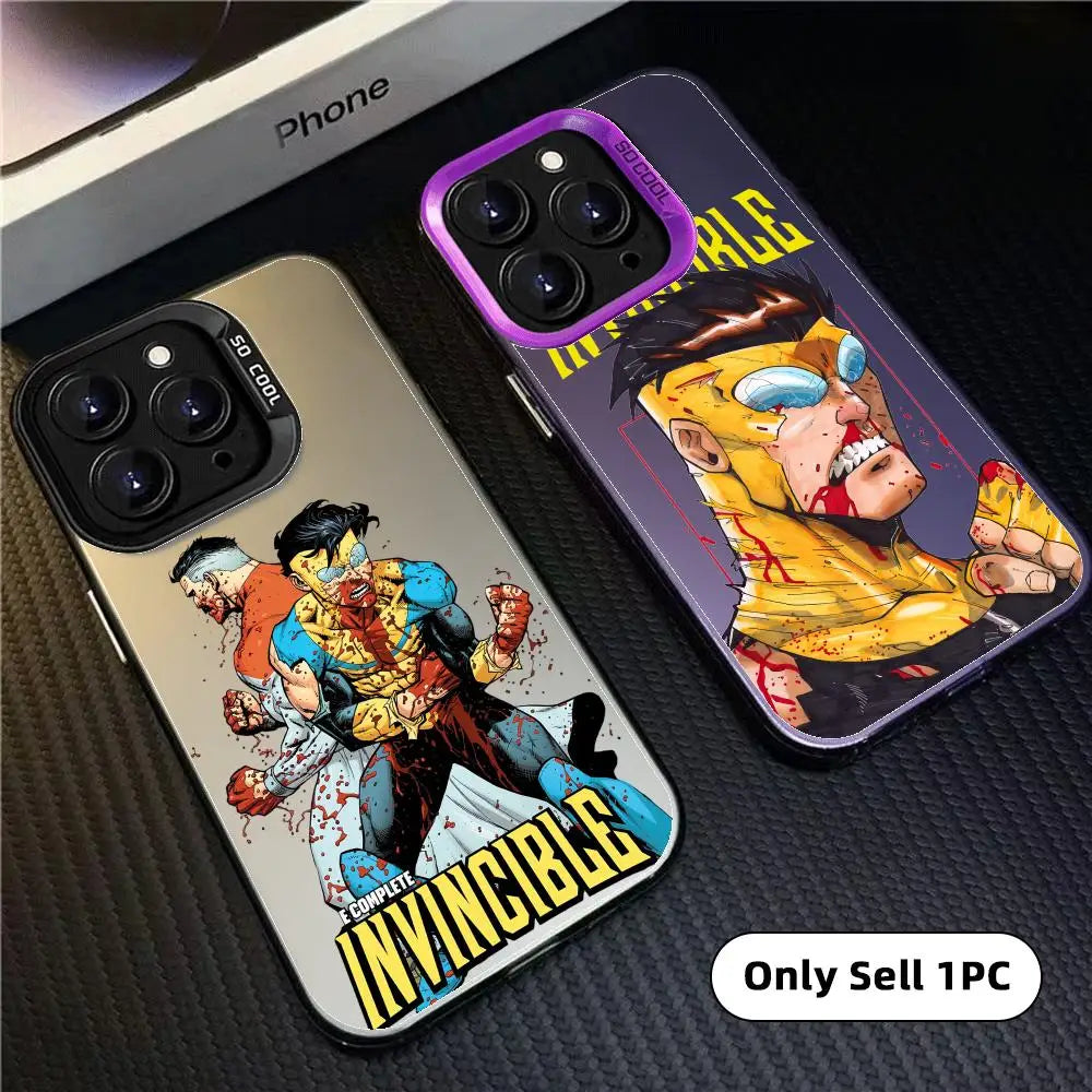 I-Invincible Cartoon Popular Phone Case For iPhone 17 16 15 14 13 12 11 Pro Max Designer Matte Laser Aurora Funda Phone Case