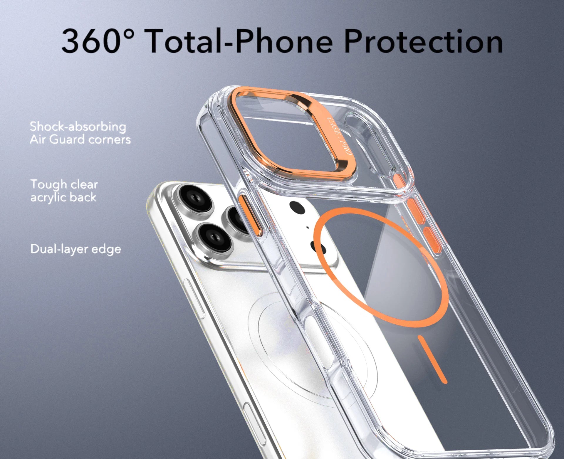 For Magsafe Transparent Phone Cases For iPhone 17 Pro Max Air 14 15 Plus 11 13 12 16 Pro 16E Camera Metal Holder Protector Cover