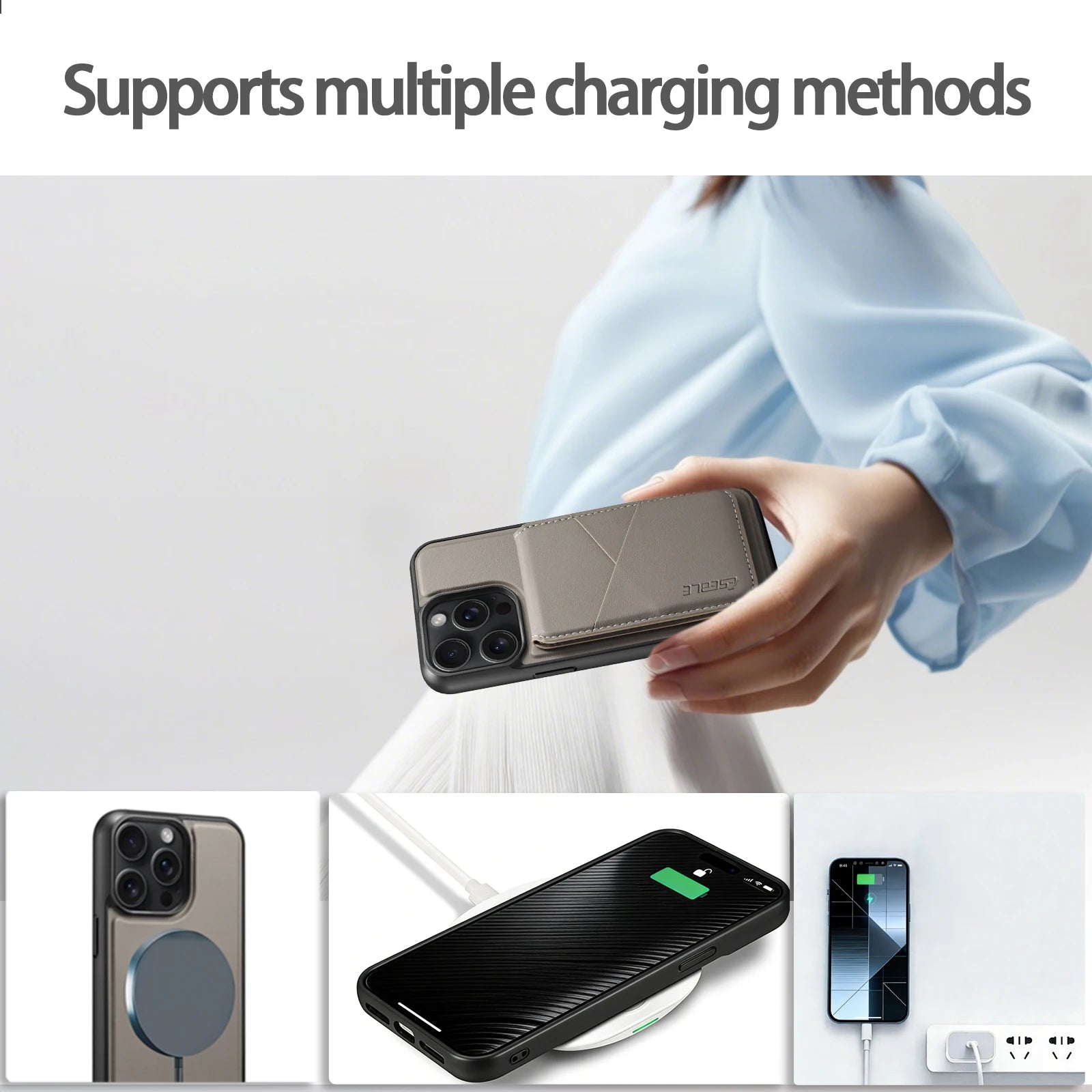 2 In 1 Detachable Magnetic Leather Case for IPhone 17 16 Pro Max 15 14 13 Wallet Cover Cards Holder Pocket