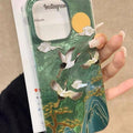 Auspicious INS Green Mountain Chinese Style Phone Case For iPhone 17AIR 17 16 15 14 13 12 11 Pro Max 7 8 Plus Mini Y2K Cover