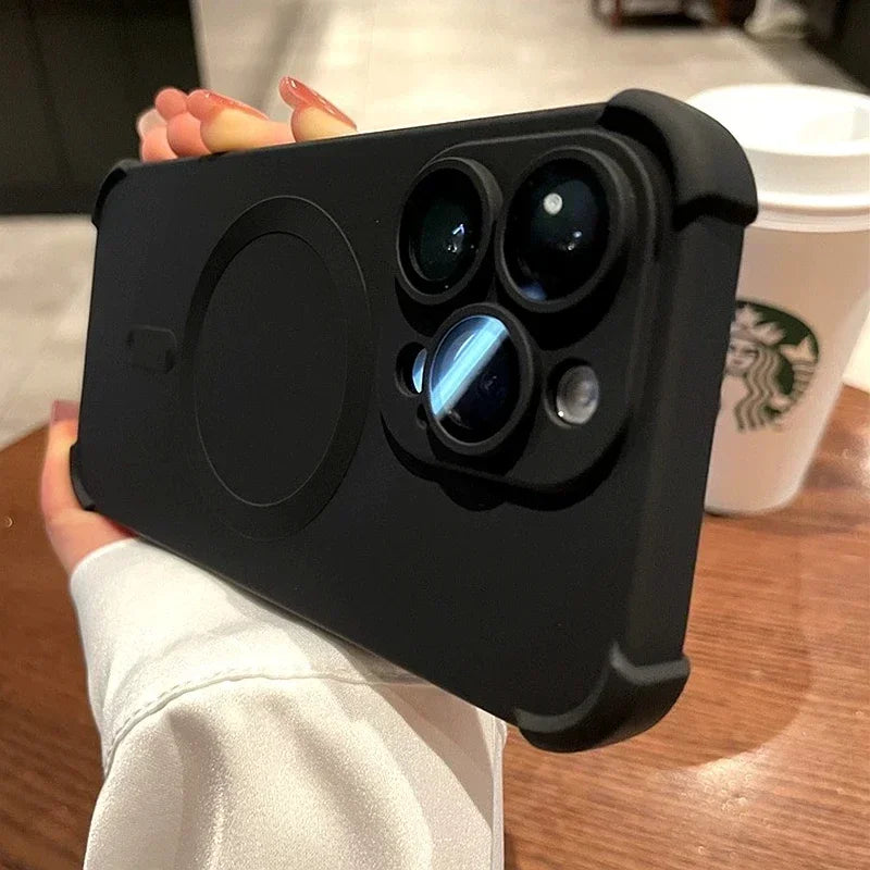 Lens Protect Phone Case For iPhone 17 Air 13 15 14 16 12 Pro Max Plus Magsafe Wireless Charge Magnetic Liquid Silicone Cover