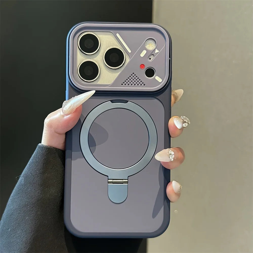 Armor Metal Ring Bracket For Magsafe Magnetic Phone Case For iPhone 17 Air 16 15 14 Plus 13 12 11 17 Pro Max Matte Bumper Cover