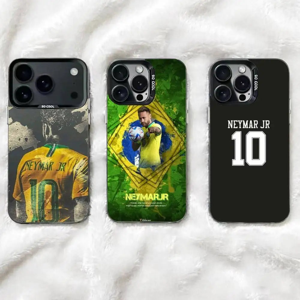 Neymar No.10 Football Theme Phone Case For iPhone 17,16,15,14,13,12,11 Plus,Pro Max,XS,Colorful Silver Phone case Funda Cover