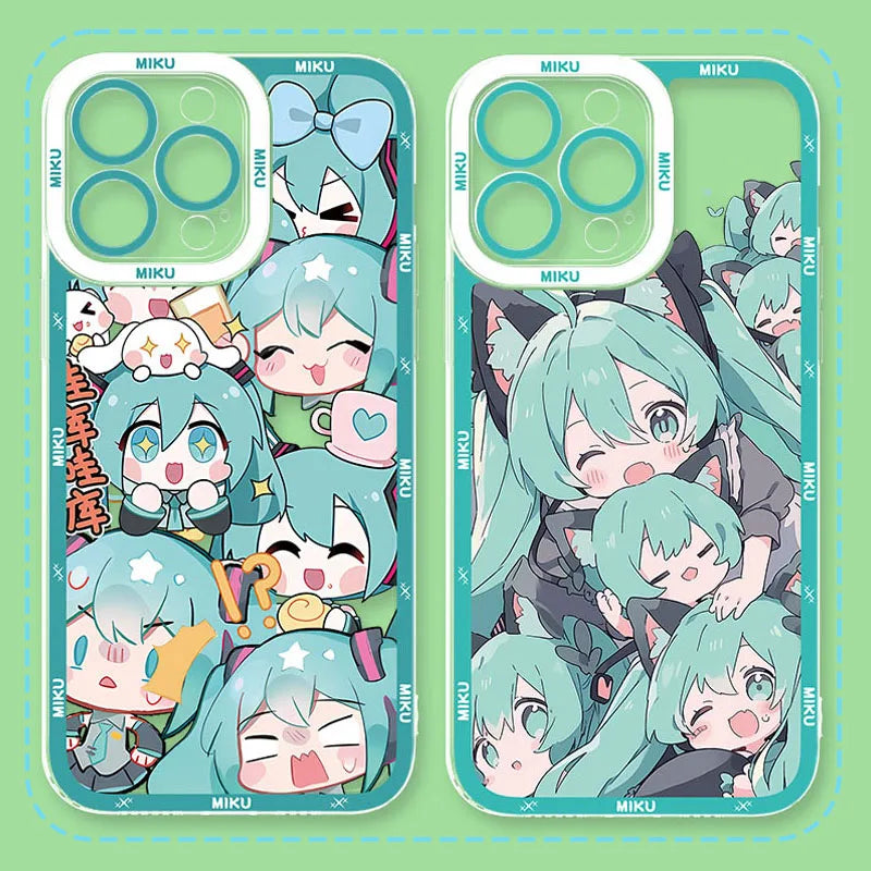 Lovely H-Hatsunes Kawaii M-Miku Phone Case For iPhone 17 Air 15 14 13 12 11 Pro Max 16 15 14 Plus Shockproof Soft Silicone Cover