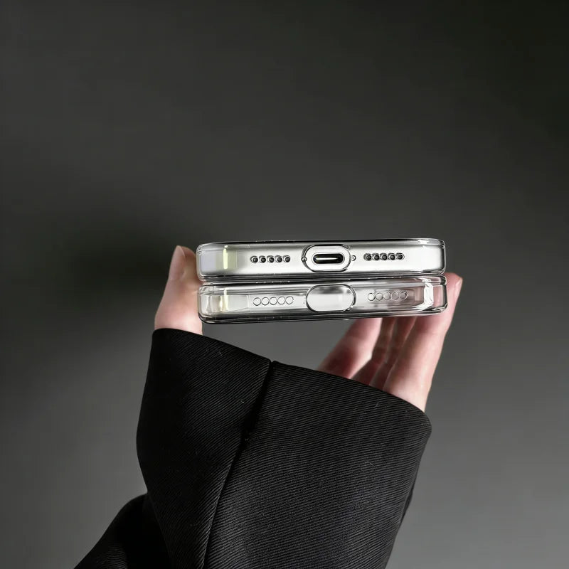 Luxury Hard Ultra-Thin Magnet Case For iPhone 17 Air 16 15 14 13 Pro Max For Magsafe Wireless Charge Clear PC Large Window Cover