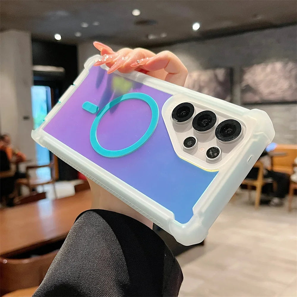 Luxury Chameleon Series Shockproof Magnetic Changing Color Case for Samsung Galaxy S26 S25 Ultra S24 Plus Double Layer Cover