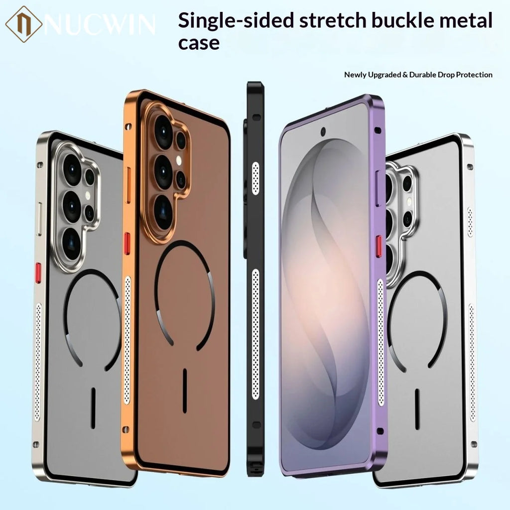 Strong Magnetic Metal heat sinknet Mattet Case For Samsung S26 S25 S24 Ultra Plus S23 Ultra Frosted Translucent Back Panel Cover