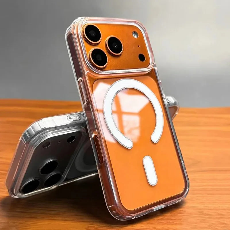 Magnetic Original Clear Case For iPhone 17 16 15 14 13 12 11 Pro Max Plus Mini Air Funda For Magsafe Silicone Transparent Cover