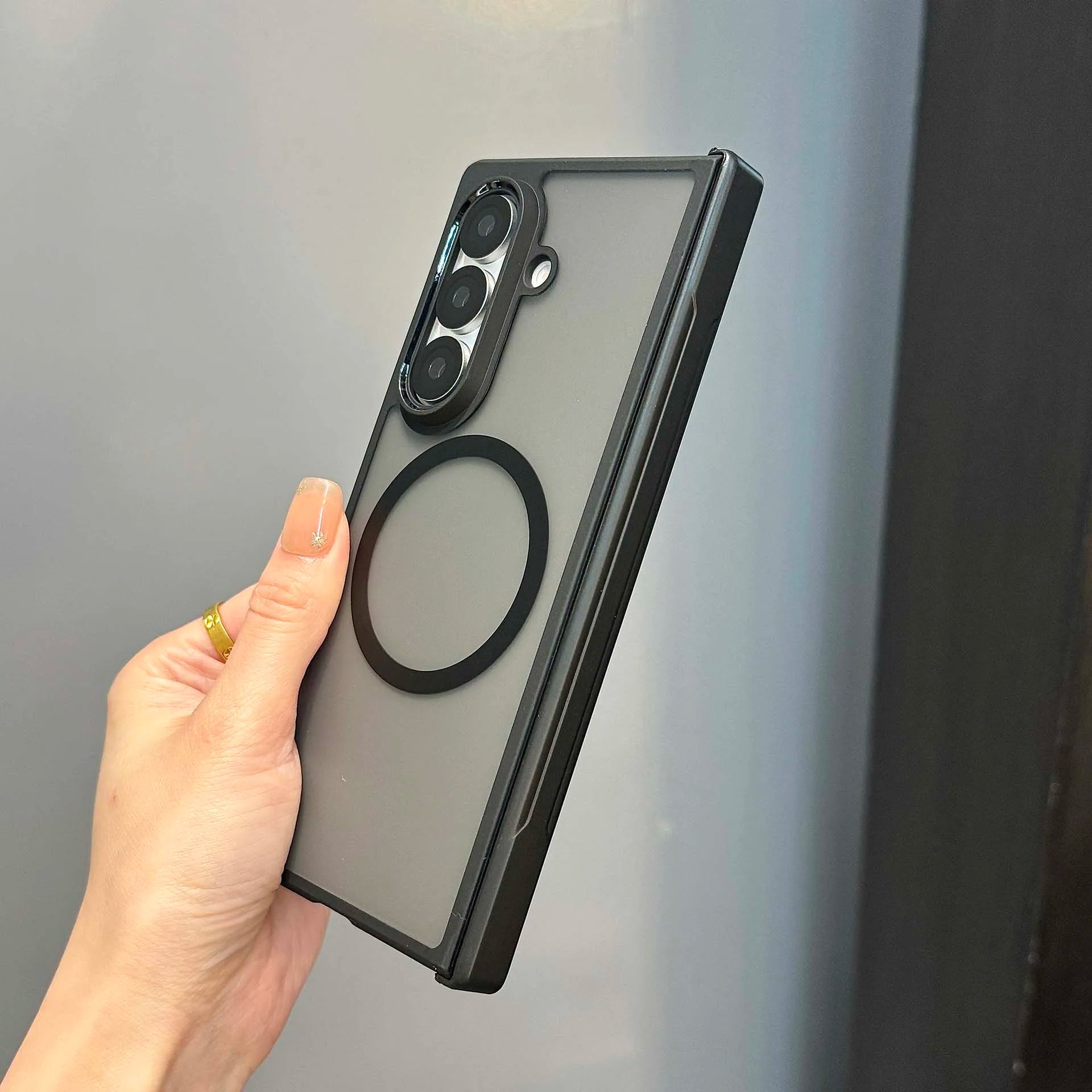 Matte Translucent TransparentHard PC Hinge Magsafe Case For Samsung Galaxy Z Fold 7 6 5 Magnetic Wireless Soft Frame Back Cover