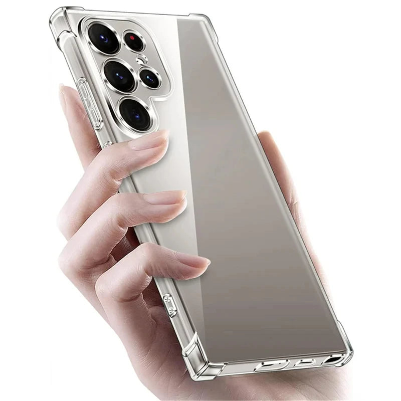 Ultra-thin Transparency Phone Cases For Samsung S26 Ultra S23 FE S22 S21 S20 S25 Edge S24 Plus Airbag Anti-Fall Protection Cover