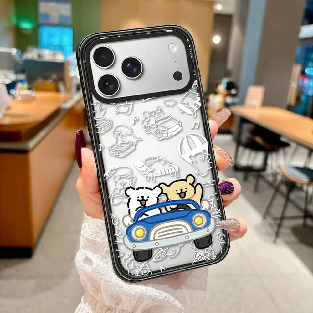 Cartoon Running Line Dog Impact Black Border Magnetic Phone Case Cover for IPhone 13 14 15 16 17 Pro Max Case for IPhone Air