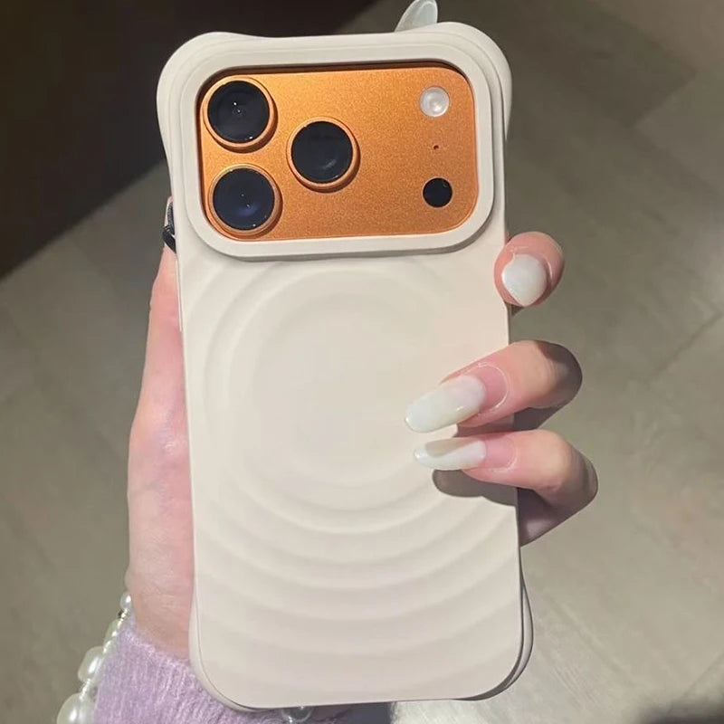 White Ripple Silicone Ripple Silicone Case for IPhone 14 15 16 17 Pro Max Case - Protective Magnetic Case