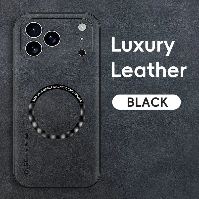 Magnetic For Magsafe Phone Case For iPhone 17 16 13 12 11 Pro Max Leather Cases For iPhone 17 Air 15 14 Pro Max 16 Plus Cover