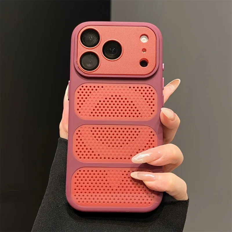 Luxury Armor Shockproof Heat Dissipation Mesh Magnetic Case For IPhone 17 16 15 14 13 Pro Max Lens Protect Matte Hard PC Cover