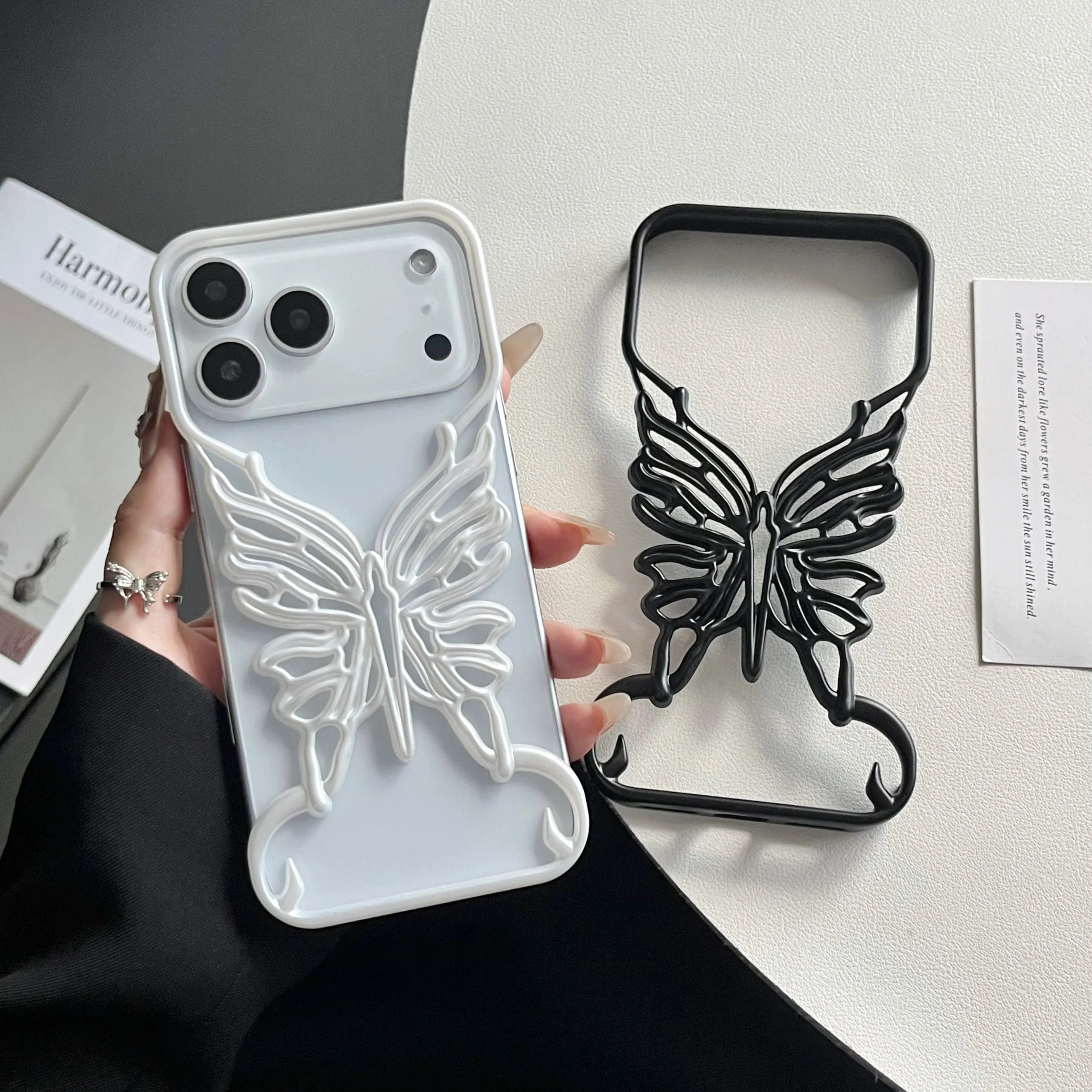 3D Plating Hollow Butterfly Phone Case for iPhone 17 Air 16 15 14 Plus 13 12 11 Pro Max Matte Shockproof Frameless Cooling Cover