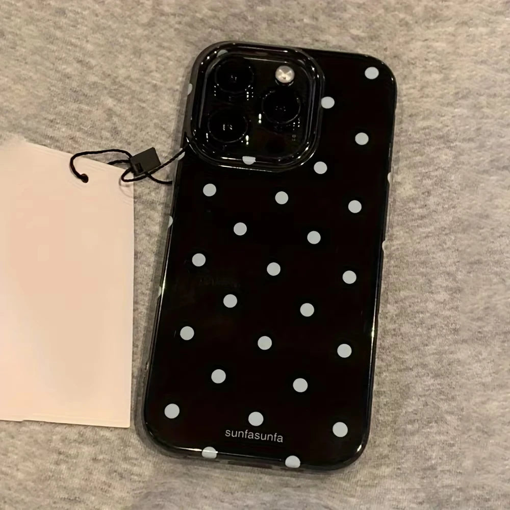 Fashion Polka Dot Soft Silicone Phone Case for iPhone 17 16 15 Pro Max 14 Plus 17Pro Ins Wave Point Ultra Slim Shockproof Cover