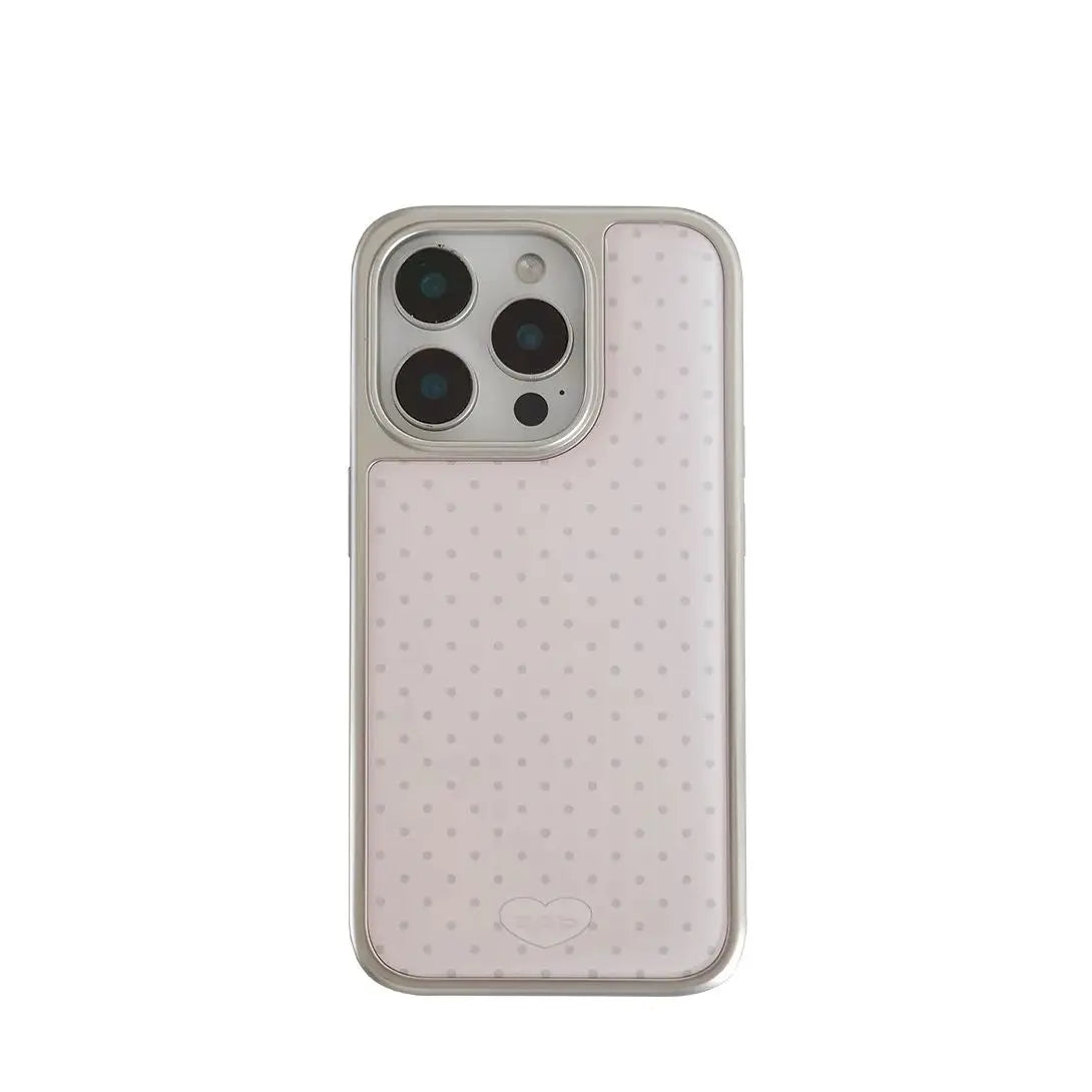 Korean Ins Full Screen Pink Polka Dots Phone Case For iPhone 17 16 15 14 13 12 11 Pro Max 14 15 16 17Air Plus Sweet Y2K Cover