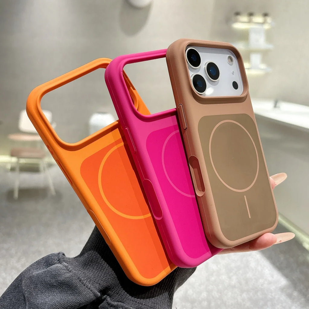Original Liquid Silicone Dual Color For Magsafe Case For iPhone Air 17 16 15 14 13 Pro Max Plus Magnetic Charge Shockproof Cover