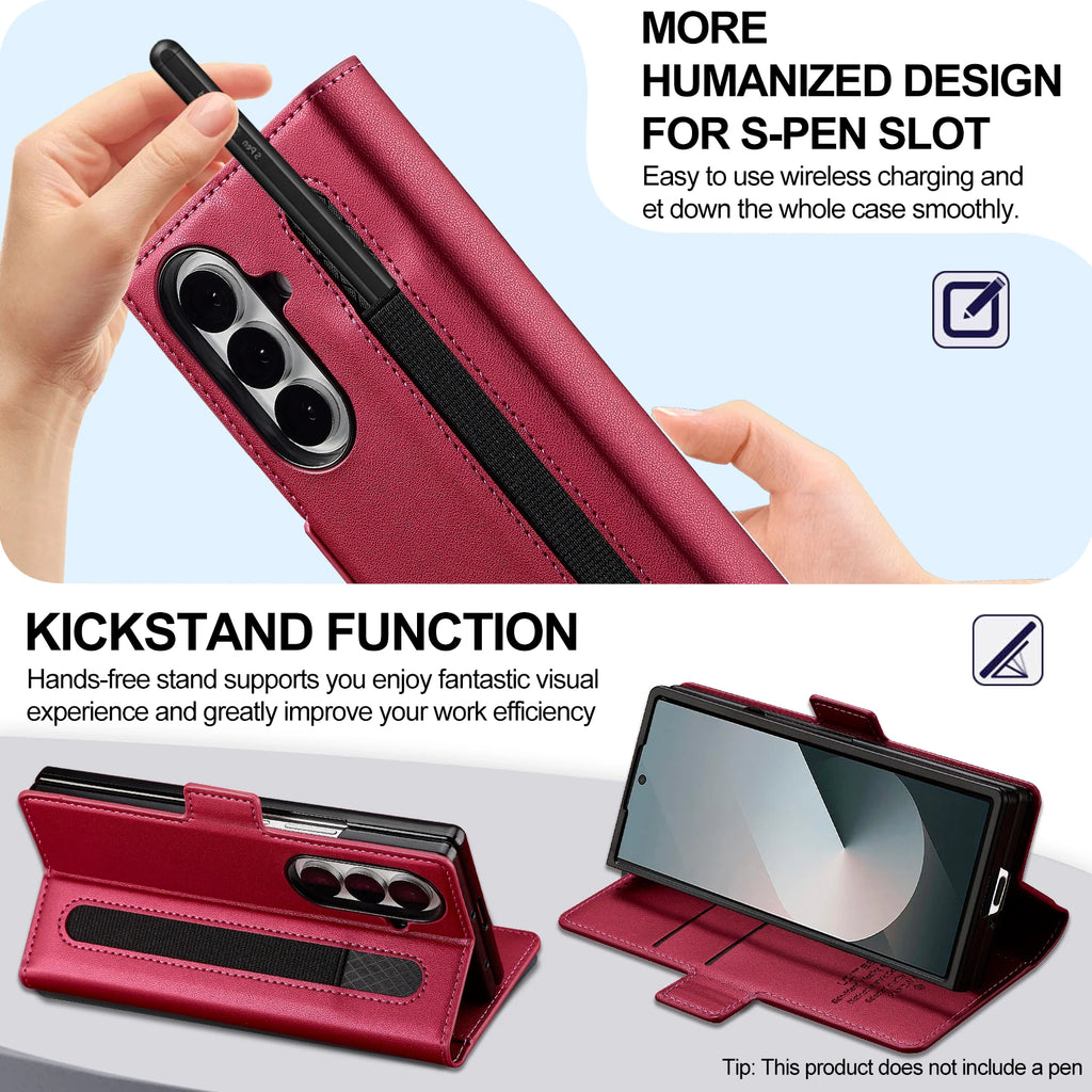 Luxury Leather Phone Case For Samsung Galaxy Z Fold 7 6 5 4 3 cover  holder fashion card funda cases