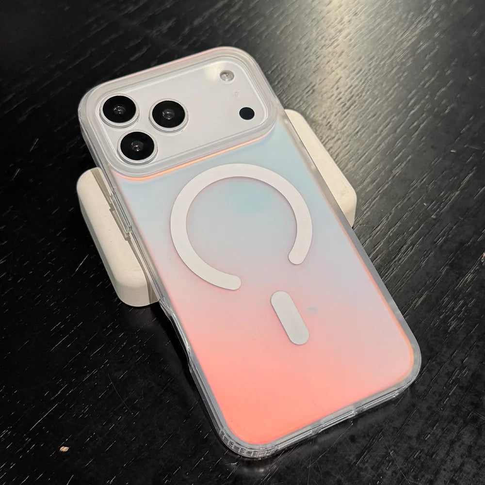 Gradient Frosted Daylight Magnetic Protective Case for iPhone 17 Pro Max 16 15 14 13, Wireless Charging Hard Case