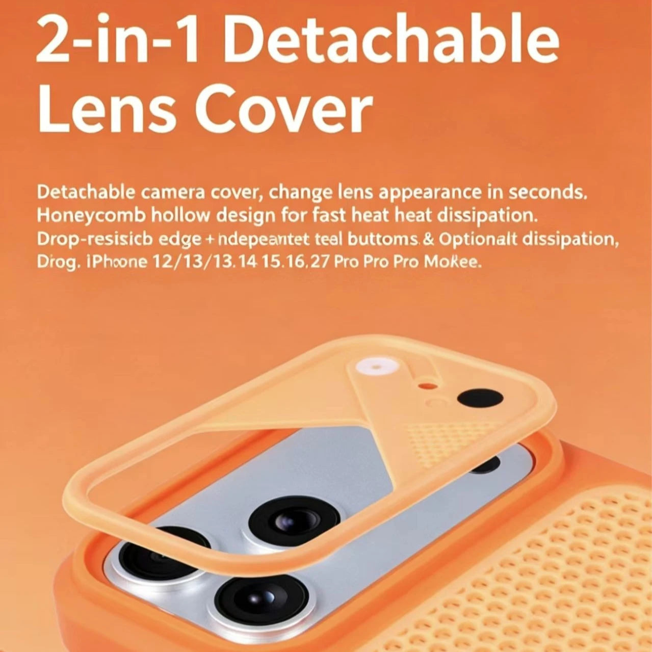 Honeycomb Cooling Phone Case For iPhone 12 13 14 15 16 17 Pro Max With Foldable Stand detachable lens Shockproof protective case