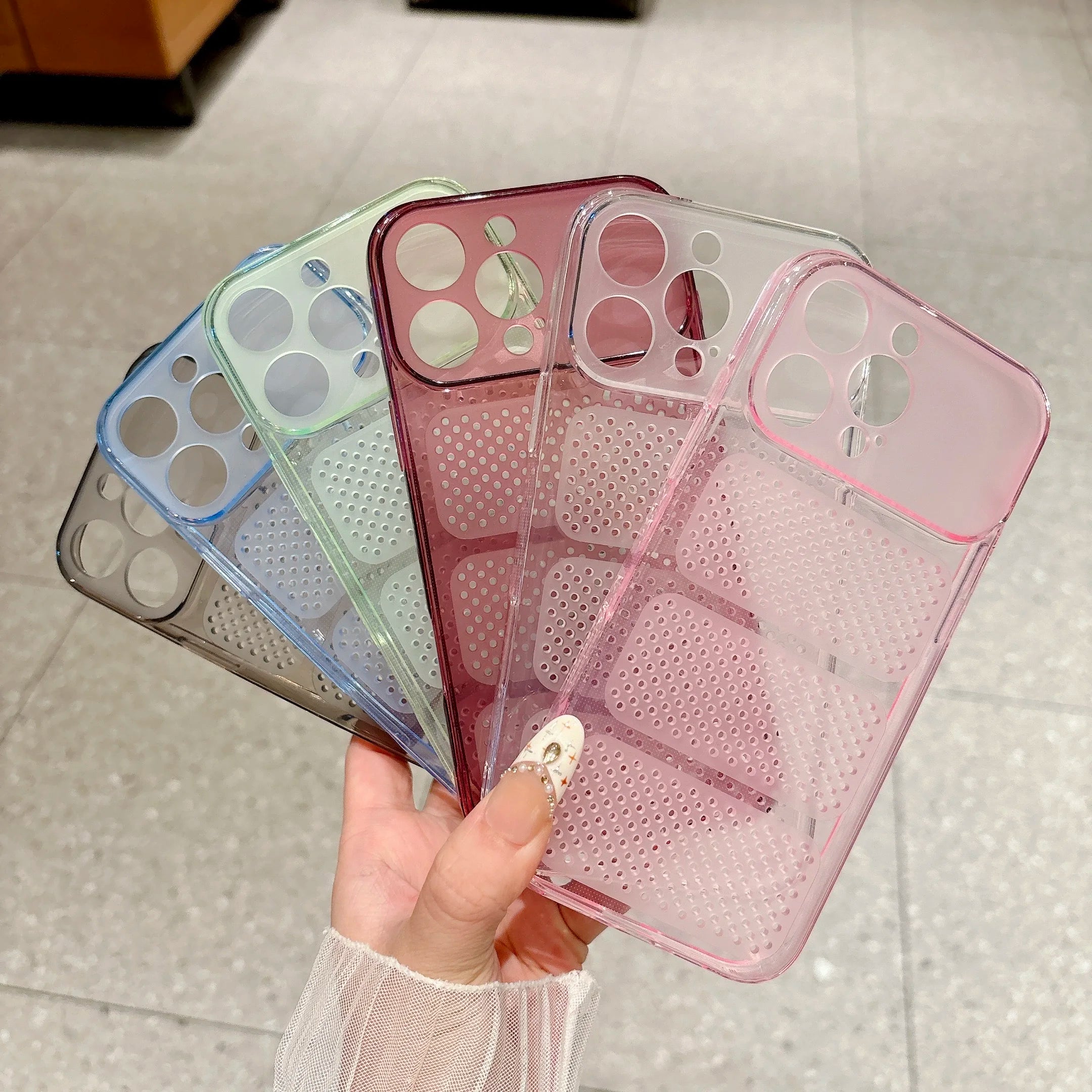 TPU Soft Cooling Phone Case For iPhone 17 Air 16 15 14 Plus 13 12 11 Pro Max Large Window Heat Dissipation  Shockproof Cover