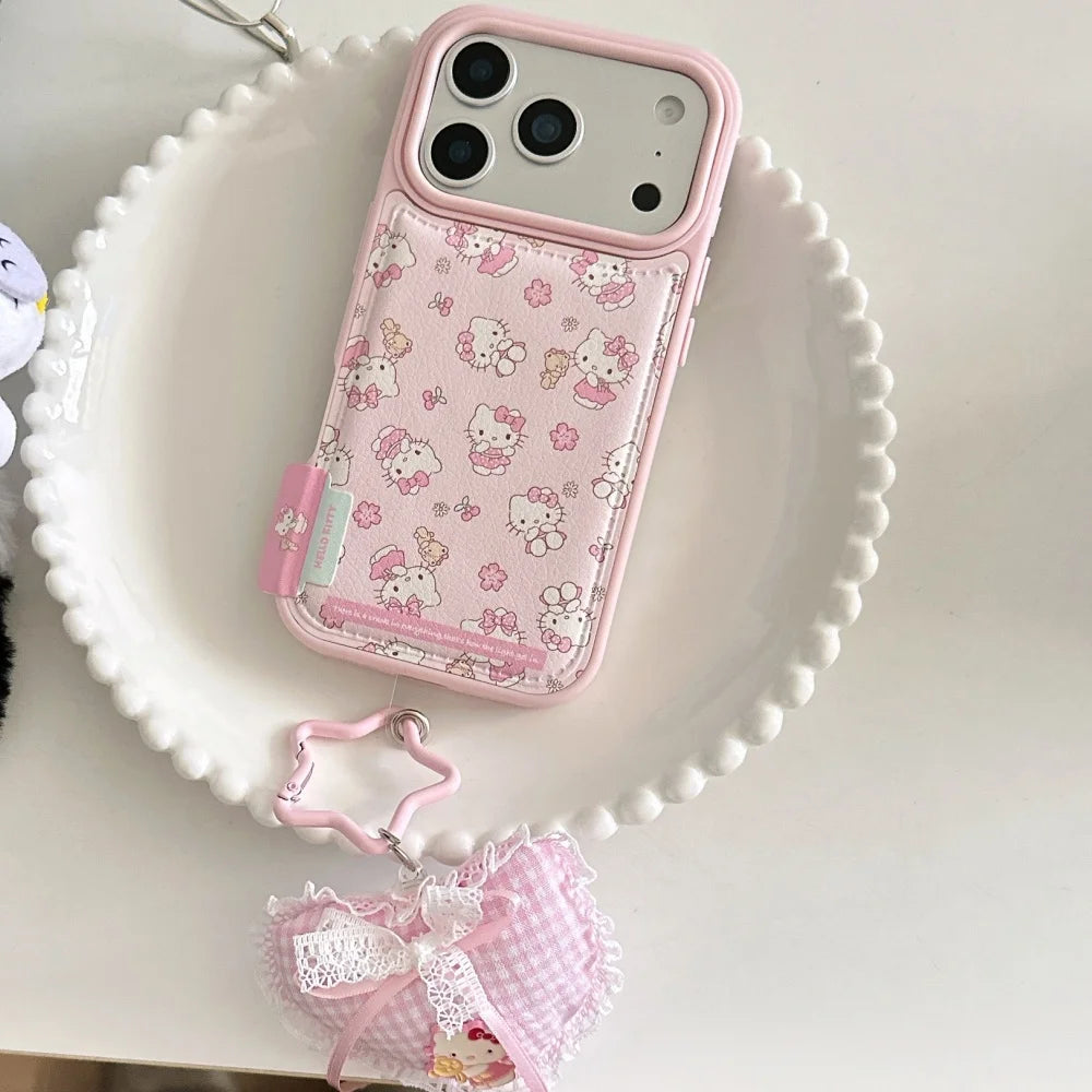 Label sticker flower KT Is Suitable For Apple 17 Pro Max Phone Case 17 Pro 16 Pro 15 Pro Max 14 Pro Phone Case With Pendant