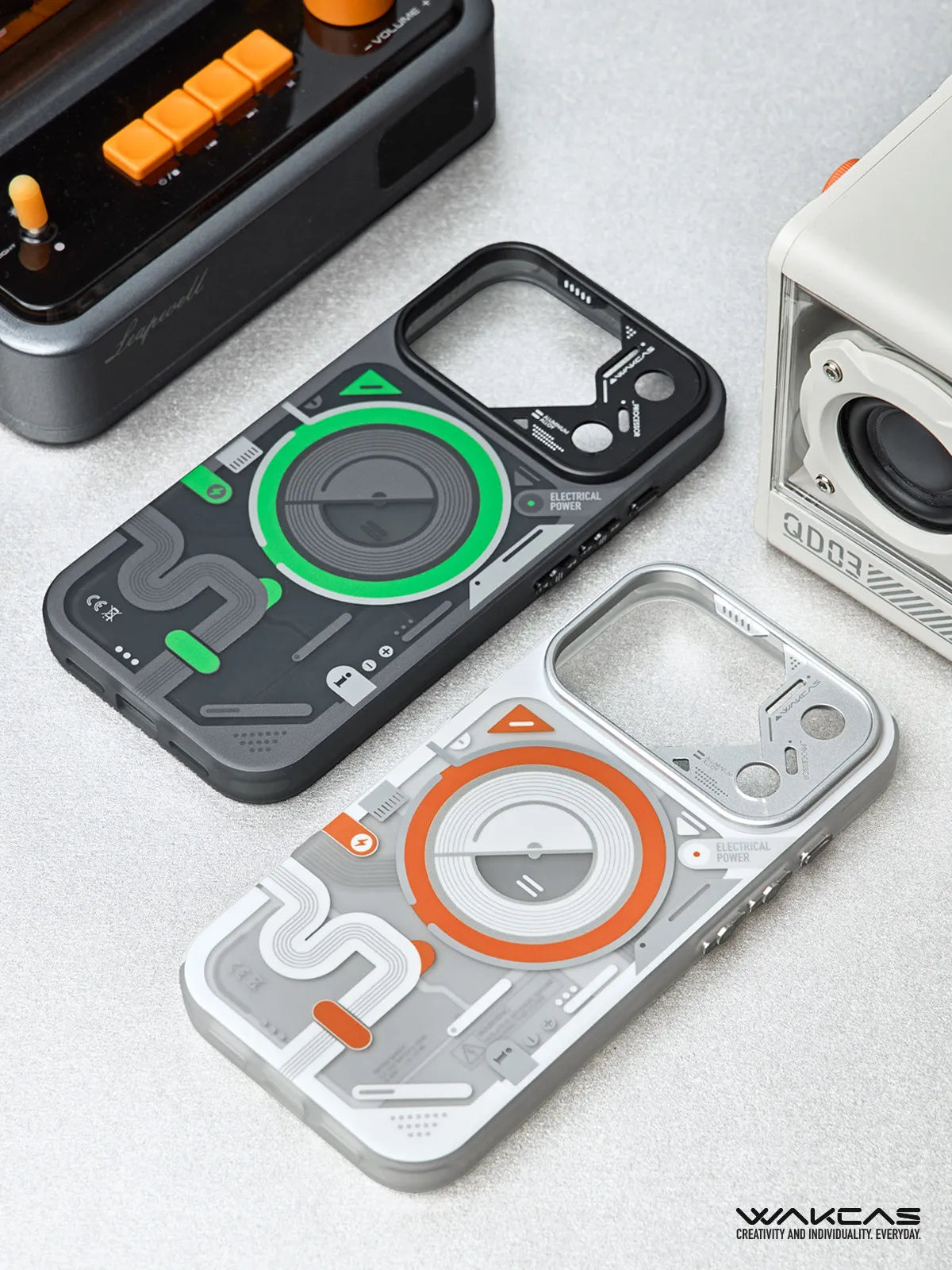 Wakcas Color Blocking Mechanical Phone Case for iPhone 17/17 ProMax Frosted Protective Case Magnetic Suction Original Phone Case