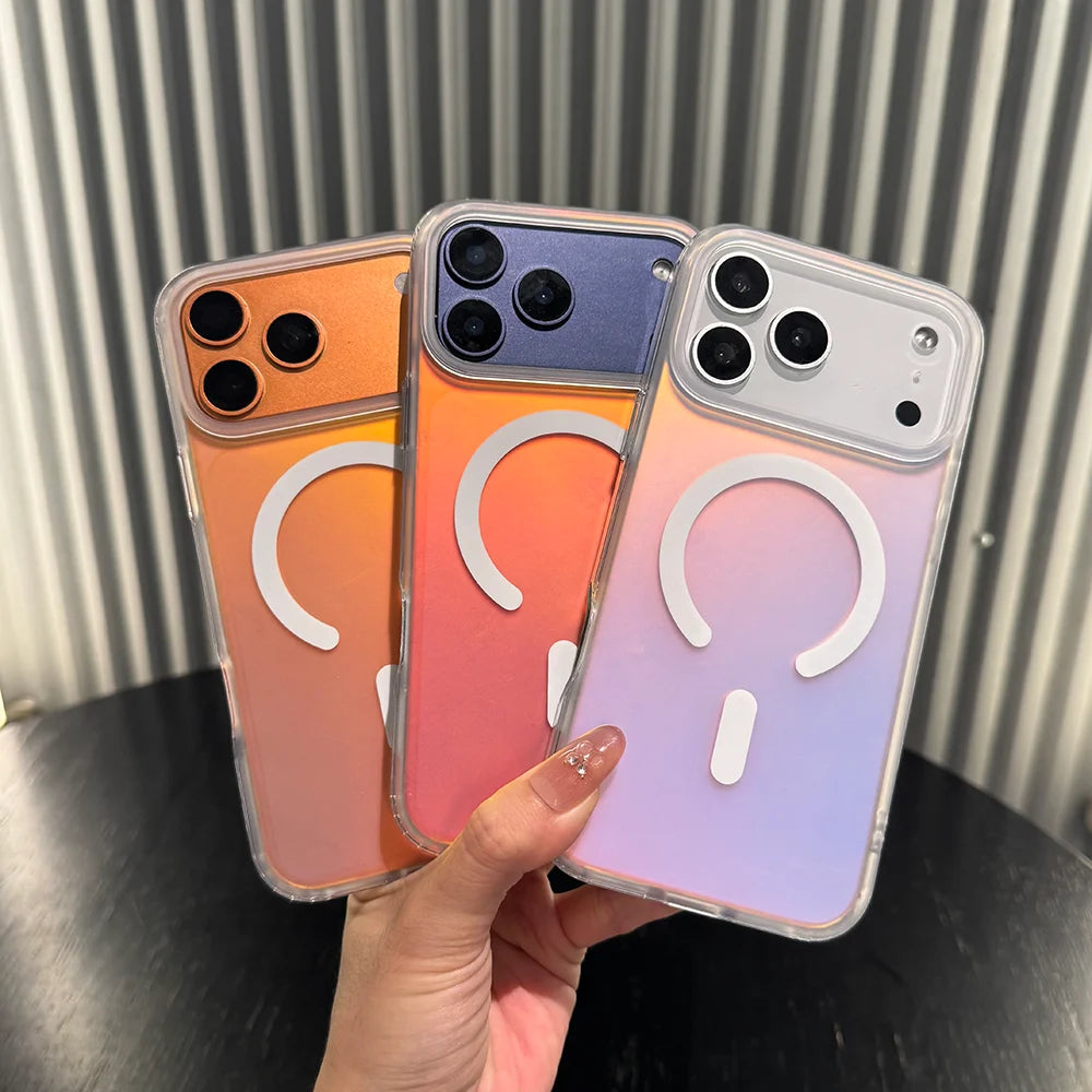 Gradient Frosted Daylight Magnetic Protective Case for iPhone 17 Pro Max 16 15 14 13, Wireless Charging Hard Case
