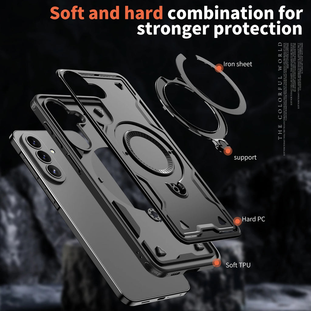 For Samsung Galaxy A57 A37 A17 A07 A56 A36 A26 A16 Phone Case 360° Rotating Magnetic Stand Holder Shockproof Armor Tough Cover