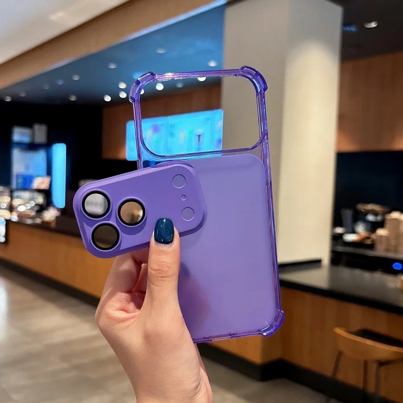 Luxury Transparent Armor 2in1 Camera Protection Case For iPhone 17 16 15 14 13 Pro Max Shockproof Frame Corner Detachable Cover