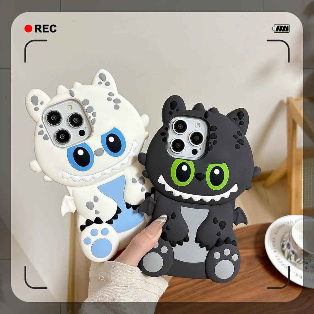 Kawaii 3D Cartoon Monsters Soft Silicone Phone Case Funny Shock Proof Cover For iPhone 16 15 14 Plus 13 12 Pro Max Capas