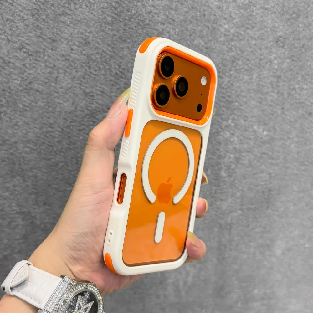 Transparent Contrasting Colors Magnetic Case for iPhone 17 Pro Max 16 15 14 13 12 Pro Max 17 Air Plus Shockproof PC TPU Cover