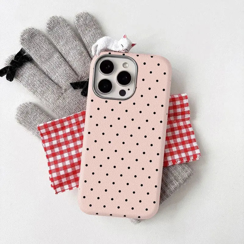 Simple Dots Cat 3D DIY Doll Soft Case For Redmi 9T 13 A3 13C 14C 12 10A 12C 9 9C POCO M3 X3 X6 Pro Note 13 Pro 10 11 12 Pro
