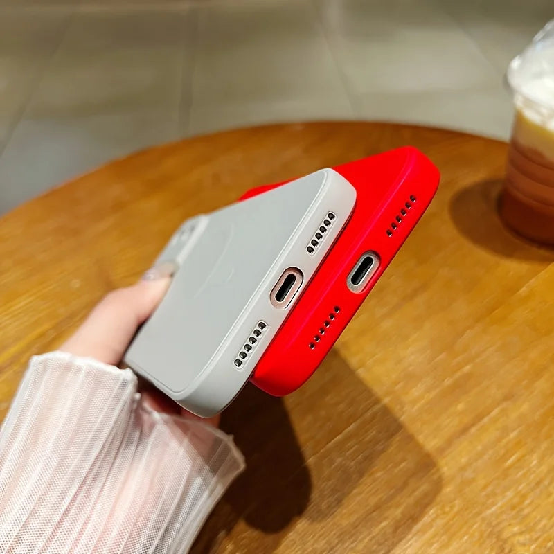Luxurious silicone texture magnetic phone case suitable for 17/16/15/14/13/12/11 Pro Max Compatible with wireless charging suppo
