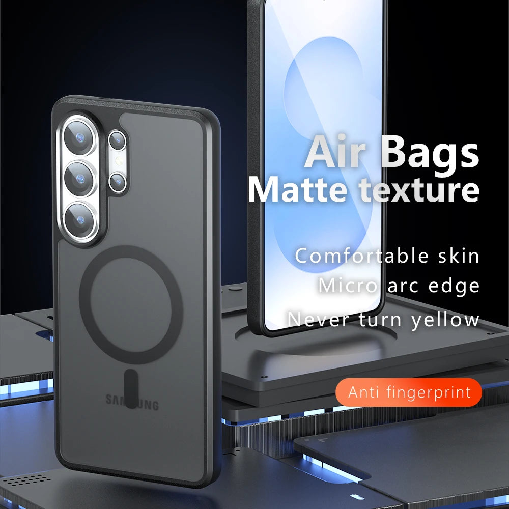 Magnetic Frosted Clear Phone Case For Samsung Galaxy S26 S25 S24 S23 S22 Ultra Plus S25 FE Plain Transparent Shockproof Cover