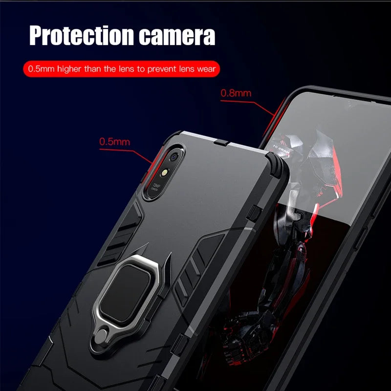 Shockproof Armor 360° Rotate Magnetic Ring Holder Case For XM POCO F7 F6 X7 X6 M6 Pro 4/5G C75 C65 PC+TPU Rugged Protect Cover