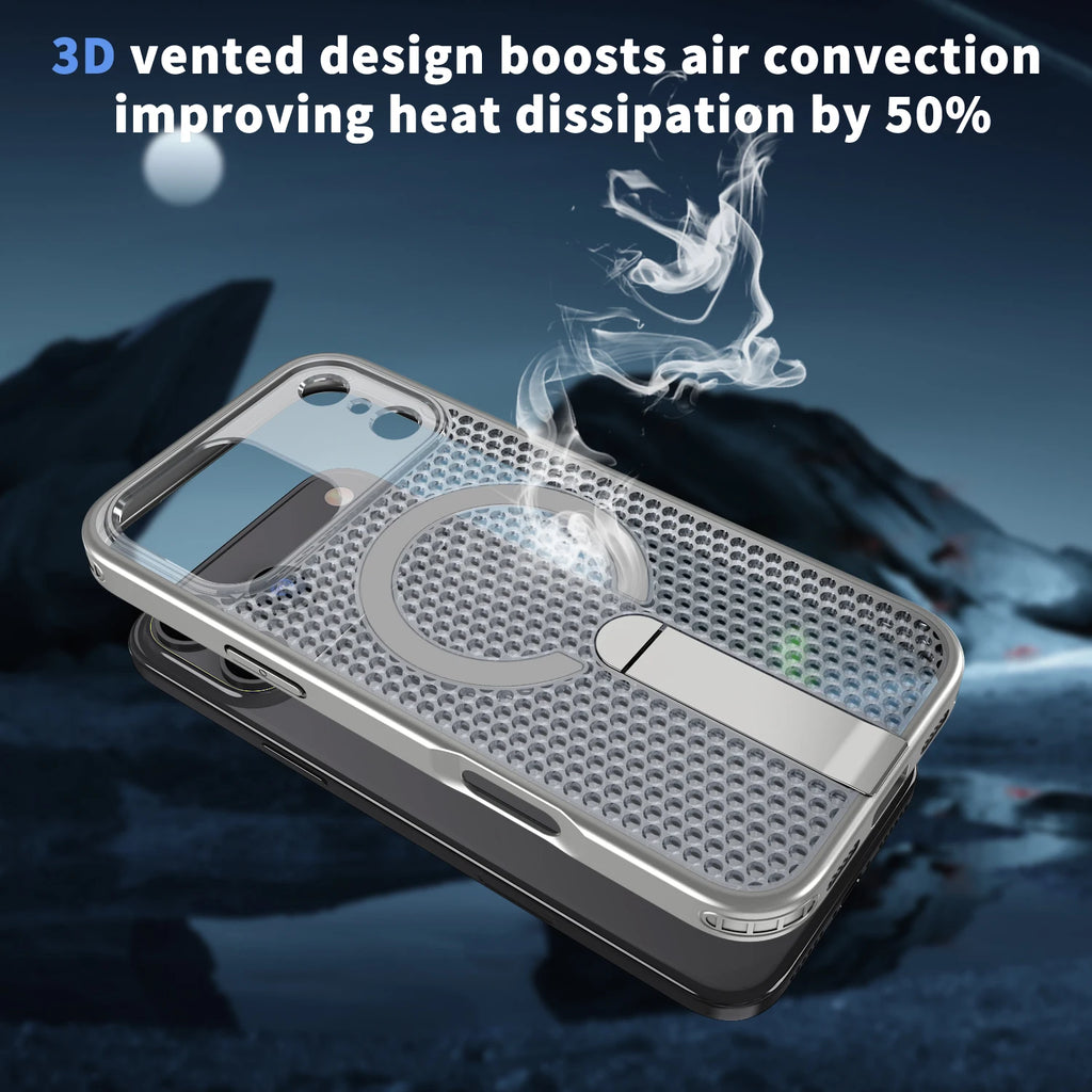 Phone Case For iPhone 17E 16E Air 17 16 15 14 13 12 11 Pro Max Plus Luxury For Magsafe Magnetic Bracket Heat Dissipation Covers