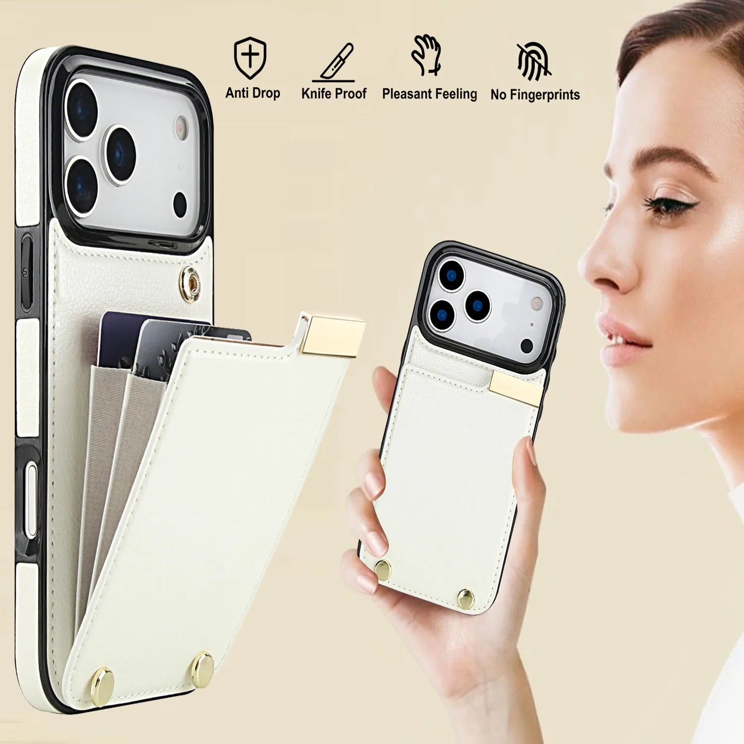 Two Layer Card Pockets Hardware Buckle Leather Case For iPhone 17 11 12 13 14 15 16 Pro Max XR X XS 7 8 Plus 16e 17 Air Cover
